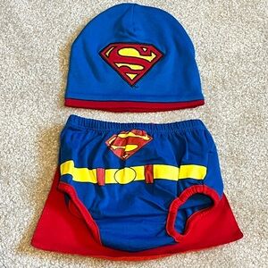 New Infant Superman Beanie & Diaper Cover